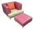 Celery Micro-Suede + Rose Pink Leather Chair + Ottoman For Sale