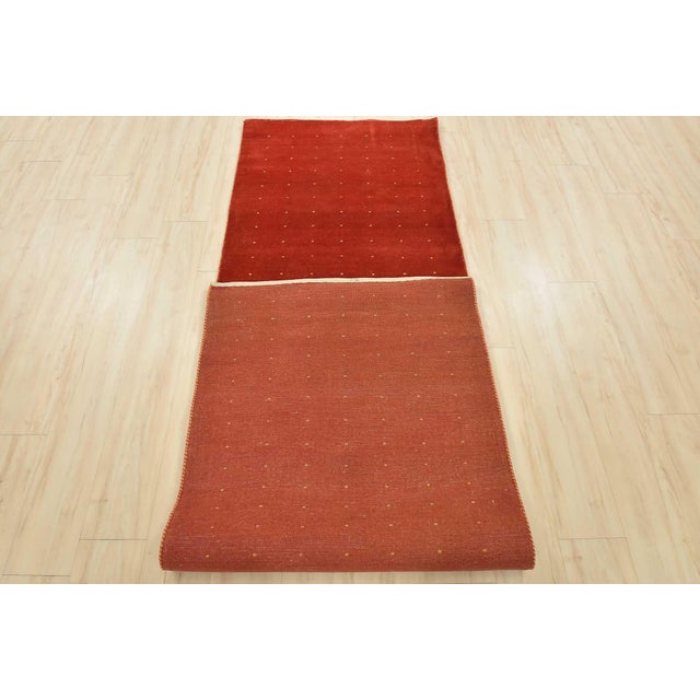 Gabbeh Runner 3’1” X 9’11” Red Wool Contemporary Hand-Knotted Oriental Rug For Sale - Image 12 of 13
