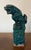 Antique 18th century Chinese monochrome turquoise glaze foo dog lion. The mythical beast stands atop of square plinth....