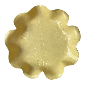 1970s Original Pat Young Yellow Leaf Ware Plate Platter Signed With Decal