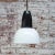 Vintage Industrial White Enamel Pendant with Bakelite Top For Sale - Image 4 of 5
