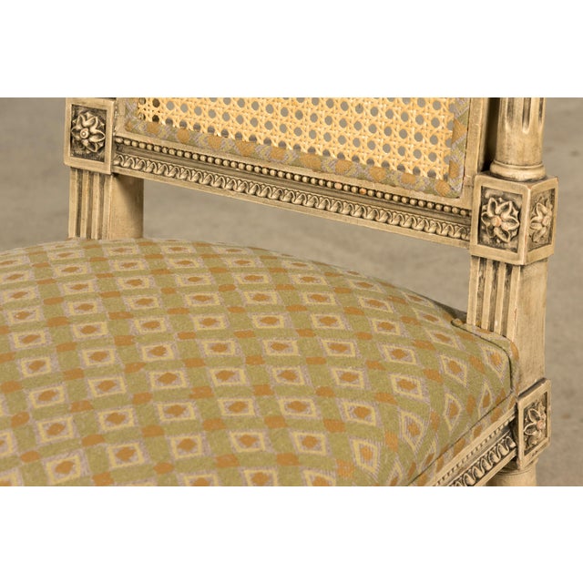 Set of Six Late 19th Century French Louis XVI Style Painted Cane Back Dining Chairs For Sale - Image 17 of 18