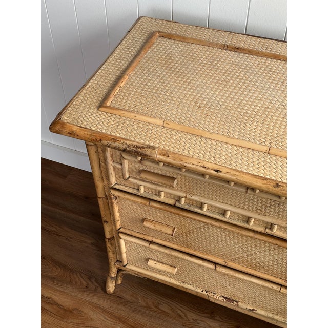 Brown 1970s Vintage Bamboo & Rattan Six-Drawer Dresser For Sale - Image 8 of 18