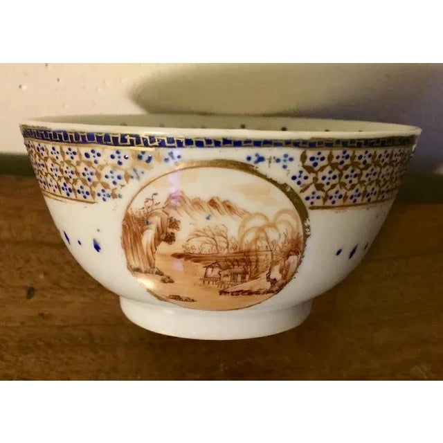 Ceramic Antique Early 19th Century Chinese Export Porcelain Tea Cup Decorated with Sepia Landscape For Sale - Image 7 of 11