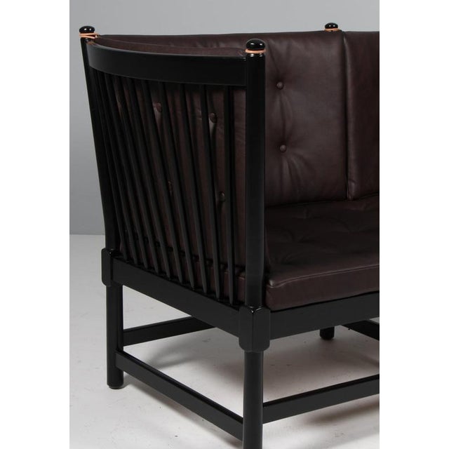 Two-Seat Sofa in Black Beech and Leather by Børge Mogensen for Fritz Hansen For Sale - Image 5 of 9