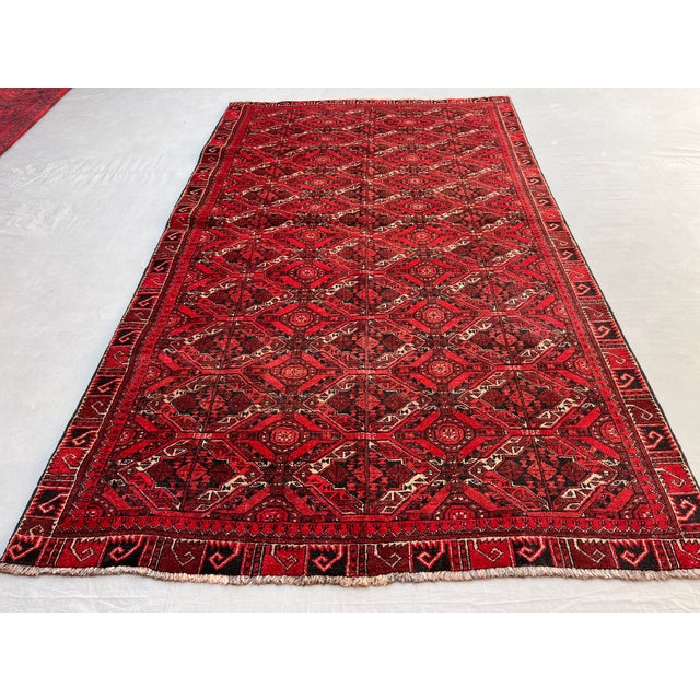 Islamic Vintage Afghan Bashiri Turkmen Ikat-Lattice Rug - 7'0" X 4'2" For Sale - Image 3 of 14