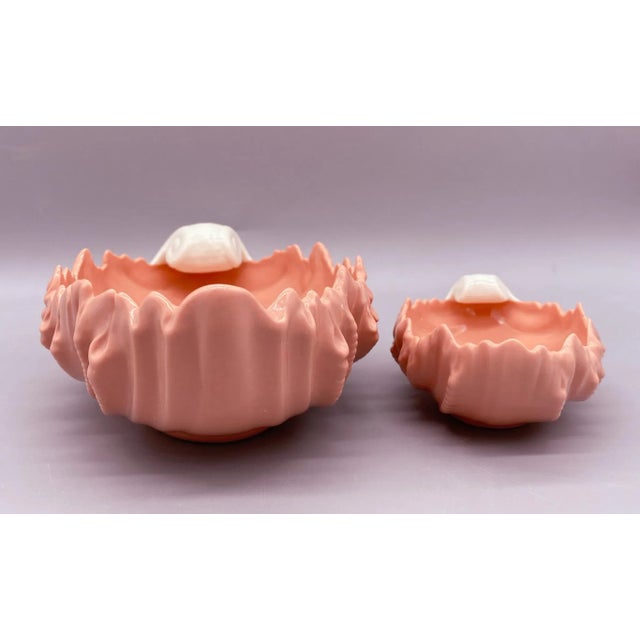 Vintage Lenox Pink and White Porcelain Shell Bowls - Set of 2 For Sale In Houston - Image 6 of 13