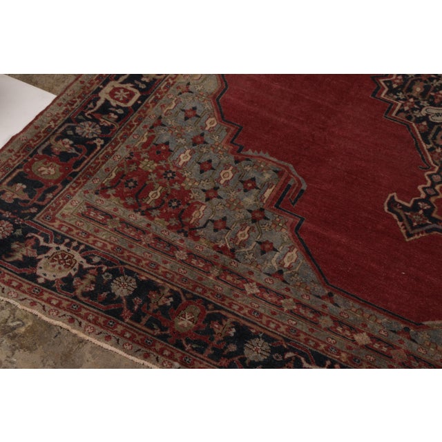 Early 18th Century Antique Turkish Rug Red Blue Medallion Style Sparta Design For Sale - Image 5 of 9