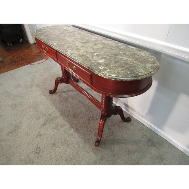 Traditional Pennsylvania House Solid Cherry Marble Top Console Table For Sale - Image 3 of 10