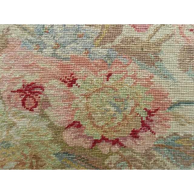 ‘French Aubusson-Style’ Tapestry Cushion/Pillow With Wool Needlepoint Botanical Design and Solid Cotton Velvet Zippered Back by Chelsea Textiles For Sale - Image 4 of 12