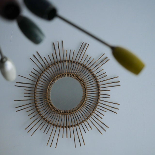 Vintage Italian Sun Mirror in Rattan, 1960s For Sale - Image 4 of 10