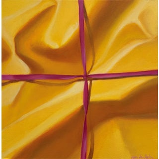 Gold Package by Sarah van der Helm | Oil on Cradled Panel Abstract depiction of a wrapped gift. For Sale