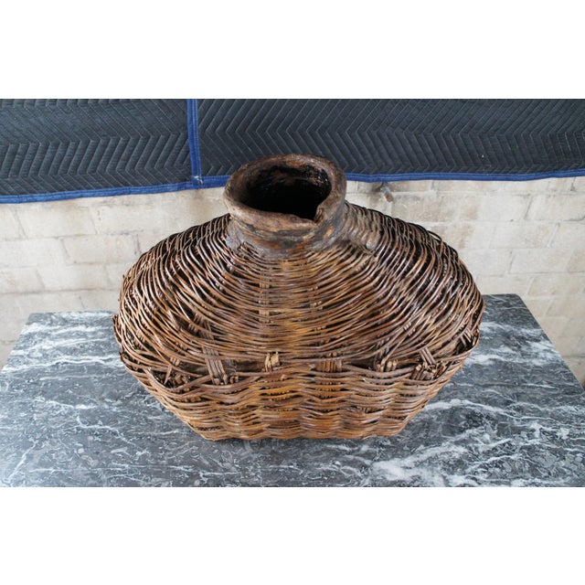 Brown Late 19th Century Antique Chinese Woven Willow Oil Container Food Storage Basket Vessel Jar For Sale - Image 8 of 8