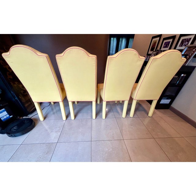 Set of 4 Fully Upholstered Camel Back Parsons Chairs- Charles Stewart Company For Sale - Image 10 of 16