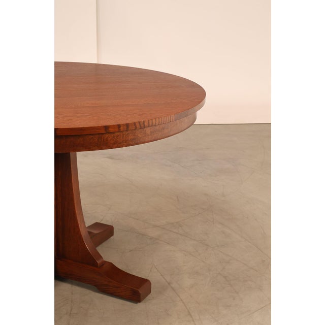 Stickley Mission Collection 46" Round Oak Pedestal Dining Table For Sale - Image 11 of 18