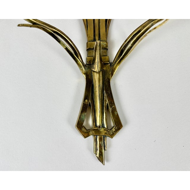 Metal Antique Art Nouveau Bronze Wall Sconces, France, 1900s, Set of 2 For Sale - Image 7 of 9