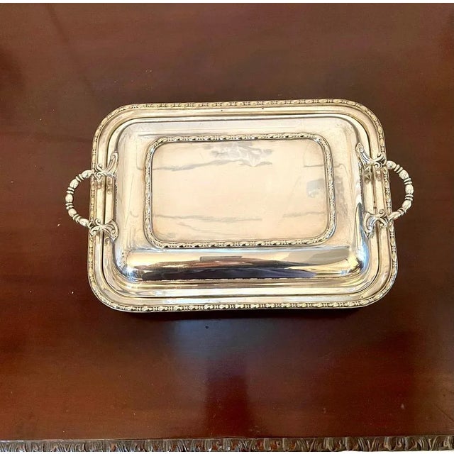 Antique Silver Plated Entrée Dish For Sale - Image 9 of 10