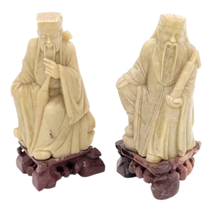 Pair of Chinese Soapstone Immortals, Circa 1900