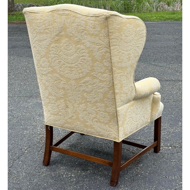 1990s Late 20th Century Damask Upholstered Wingback Chair For Sale - Image 5 of 11