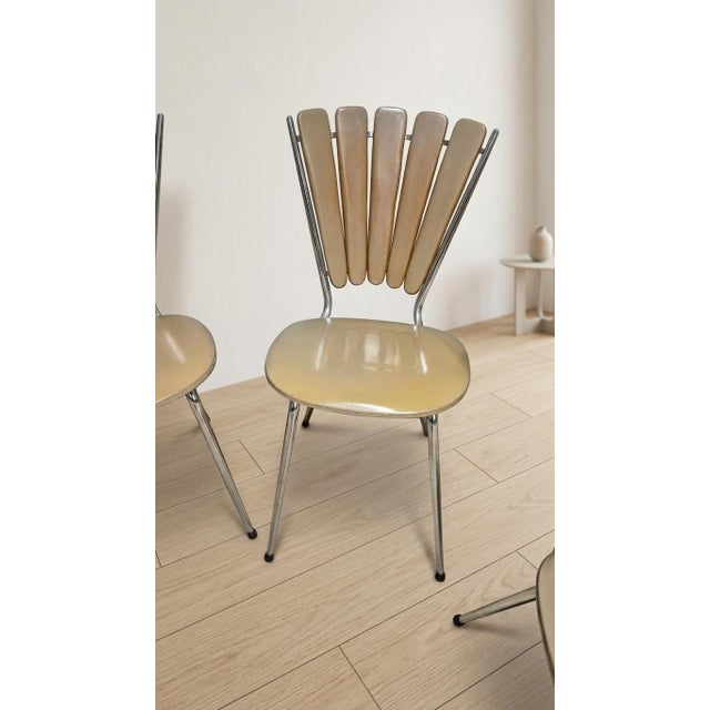 Vintage Fan-Back Dining Chairs with Beige Leatherette Upholstery, 1960s, Set of 6 For Sale - Image 16 of 18
