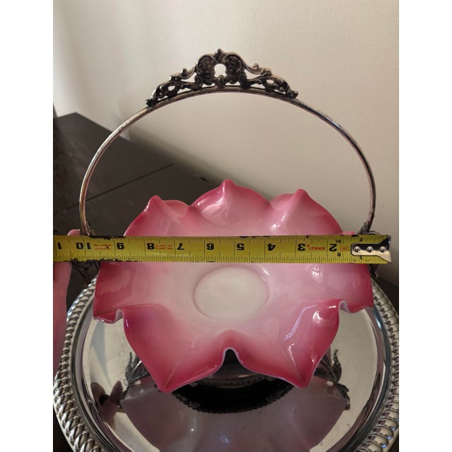 Antique Victorian Bridal Basket W/Hand Blown Glass Bowl. For Sale - Image 4 of 11