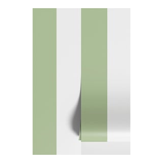 Clubhouse Stripe Grasscloth Wallpaper by House Party | Trellis Green & White | 6 Yards For Sale