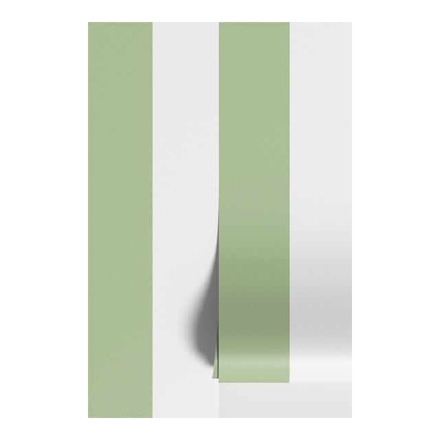 Clubhouse Stripe Grasscloth Wallpaper by House Party | Trellis Green & White | 6 Yards For Sale