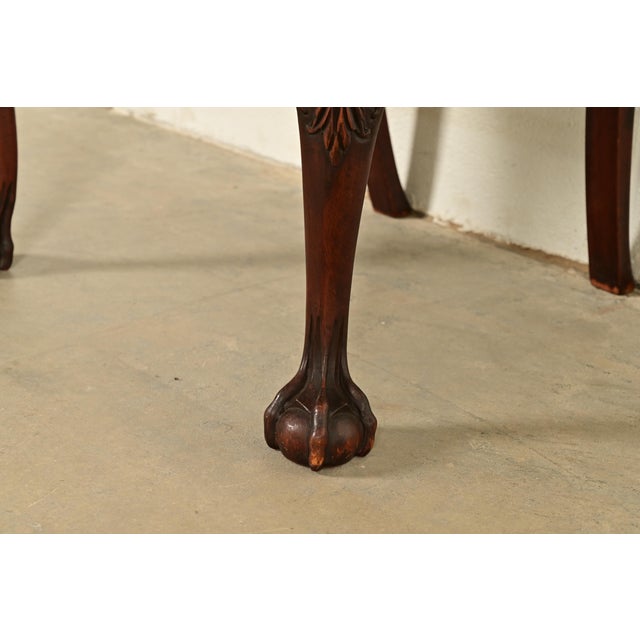 Romweber Antique Chippendale Carved Mahogany Side Chairs or Dining Chairs, Pair For Sale - Image 10 of 13