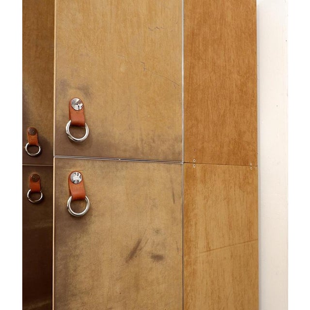 Pair of Guido Faleschini Wardrobes in Brown Suede and Metal - 1960s Wear consistent with age and use.Wardrobe with suede...