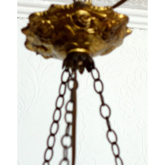 Antique French Brass and Pate de Verre Pendant, 1950s For Sale - Image 6 of 14