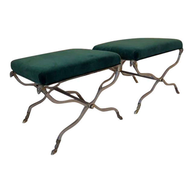 1970s Pair of Rams Head/Hoof Stools Attributed to Maison Jansen For Sale