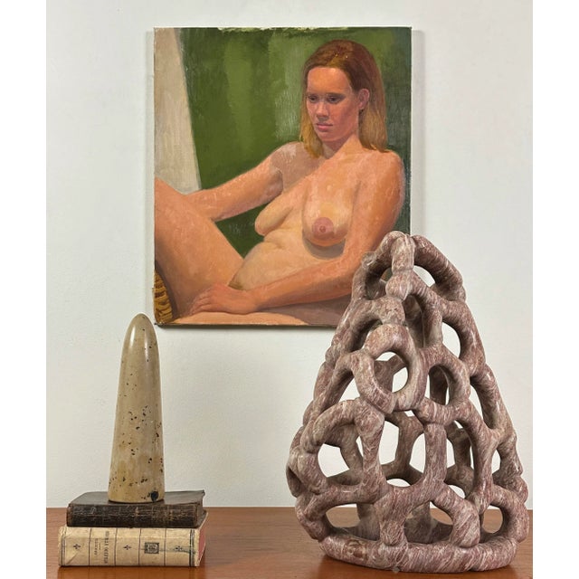 Vintage Realist Reclining Female Nude Portrait, Signed (ca. 1965, Oil on Canvas). Signed “Caito” in the lower right...