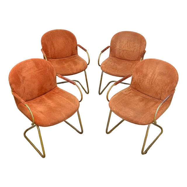 Vintage 1970s Italian Gastone Rinaldi "Sabrina" Cantilever Dining Chairs for Rima - Set of 4 For Sale