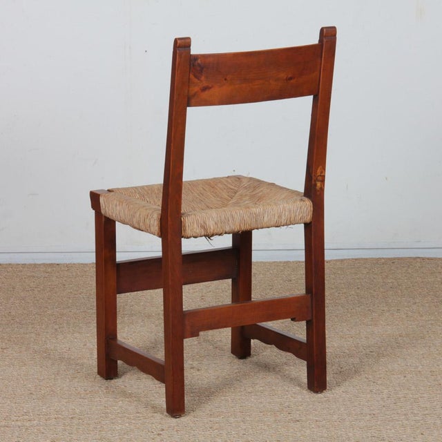 Vintage French Straw-Seated Wooden Chairs, 1950, Set of 6 For Sale - Image 9 of 18