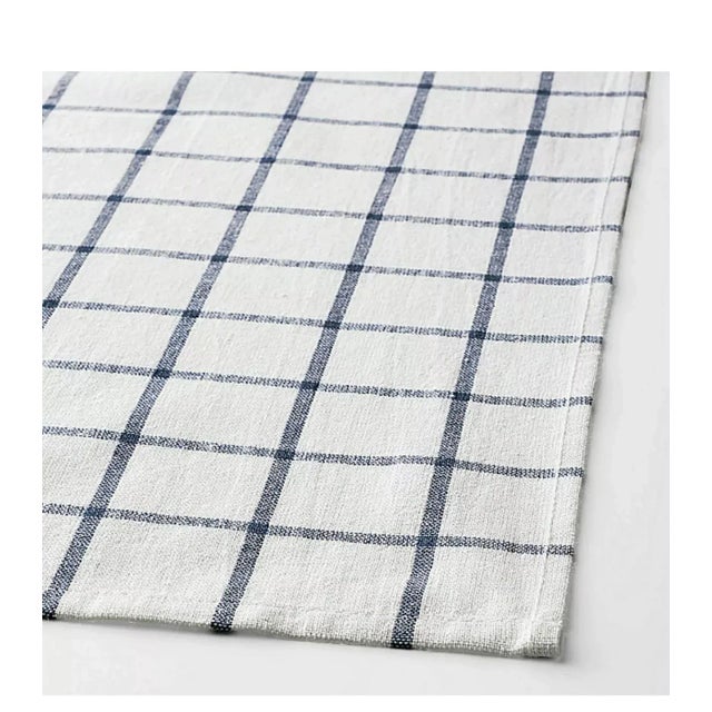 100% Cotton Napkins Kitchen Towels Place Mats Blue and White Set of Four (4) Checks Square Stripes For Sale - Image 11 of 12