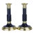 Vintage Gold and Black Neoclassical Column Style Brass Candlestick Holders - Set of 2 For Sale