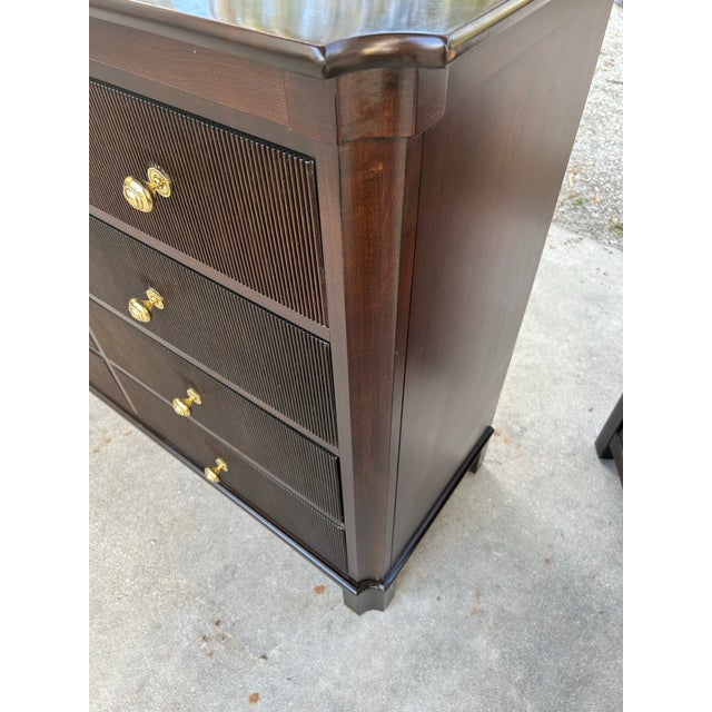 Classic design streams from these items, clean elegant lines and details. Dresser of Alderwood, ribbed drawer fronts,...