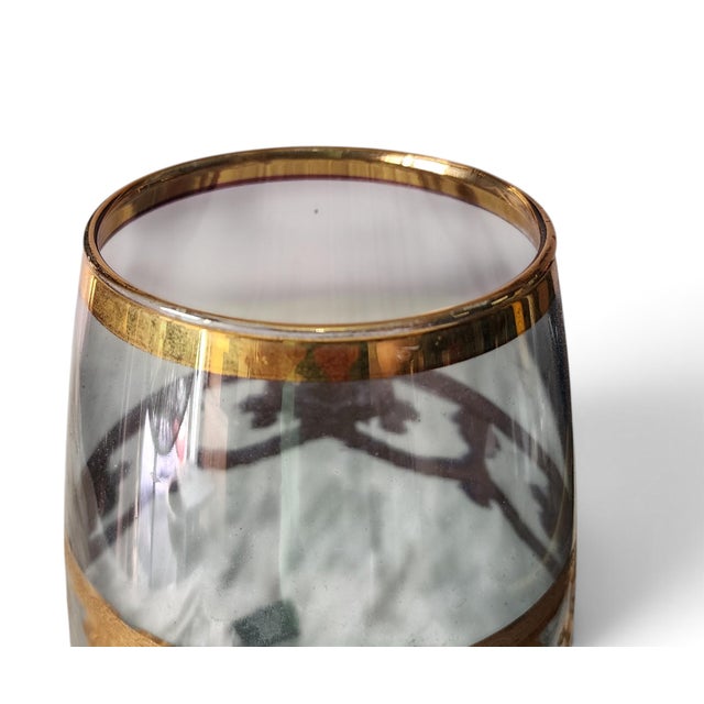 Mid Century Blue Glass Hand Decorated Italian Glass Vase 10.5" For Sale - Image 4 of 8