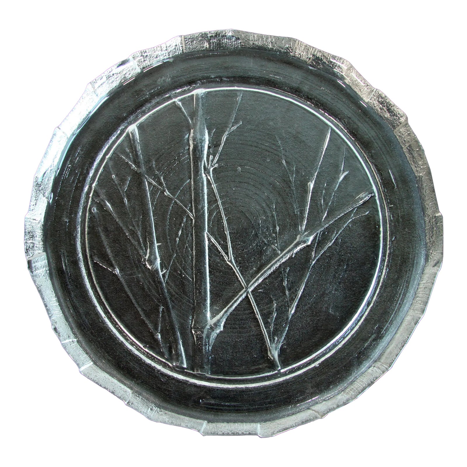 Vintage Kosta Boda Chinoiserie Bamboo Art Glass Serving Platter