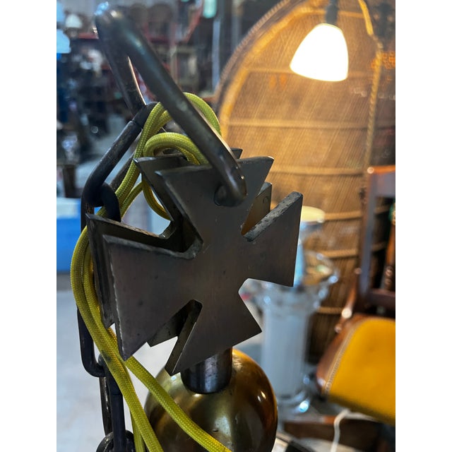 1970s 1970s Griffin Brass Gothic Pendant Chandelier For Sale - Image 5 of 5