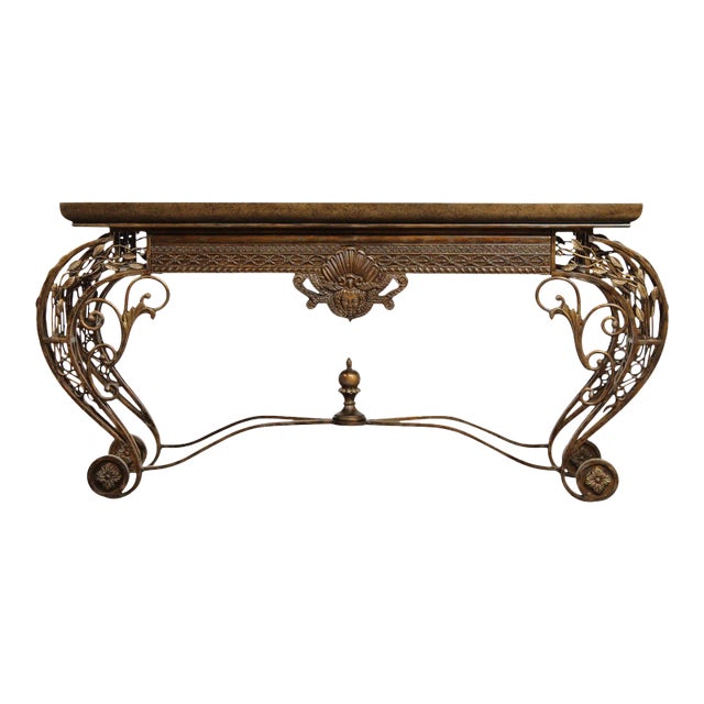 French Louis XV Style Wrought Iron Console Table For Sale