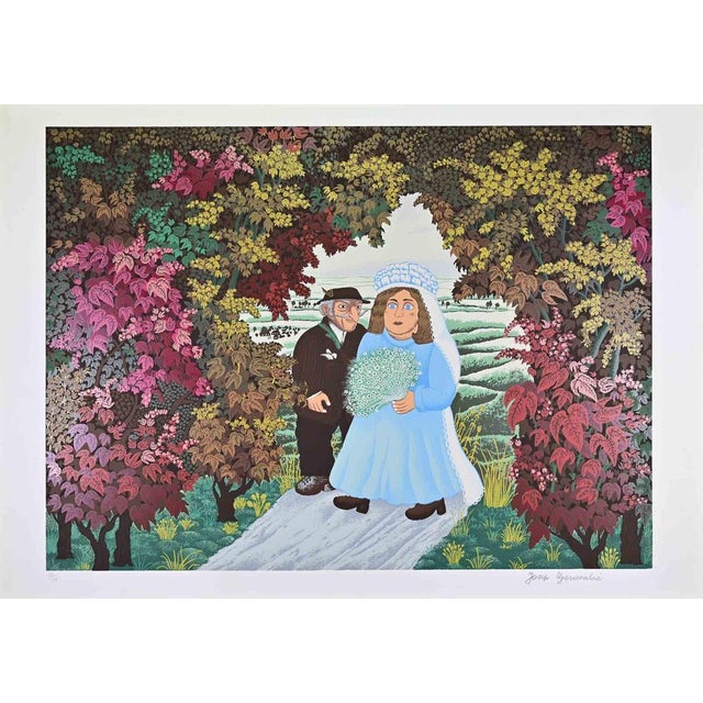 Modern Josip Generalic, Mladenci (Wedding Procession), Screenprint, 1961 For Sale - Image 3 of 3