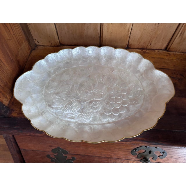 Early 21st Century Scalloped Capiz Shell Tray With Gold Trim For Sale - Image 5 of 6