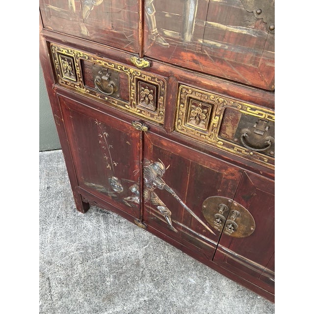 Vintage Asian 18th Century Hand Painted Cabinet For Sale - Image 9 of 12