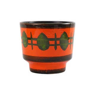 Mid-Century Modern Tangerine Ceramic Planter For Sale