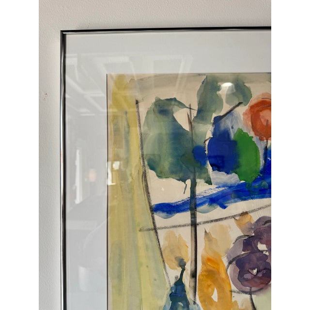 1980s 1982 Vintage Expressionist Abstract Watercolor Painting by Yamill For Sale - Image 5 of 12