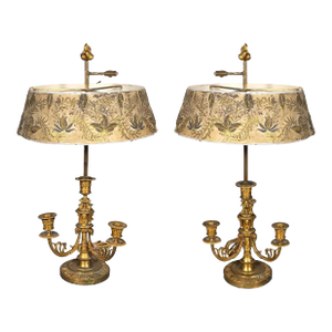 Fine Pair of Charles X Gilt Bronze Bouillotte Lamps