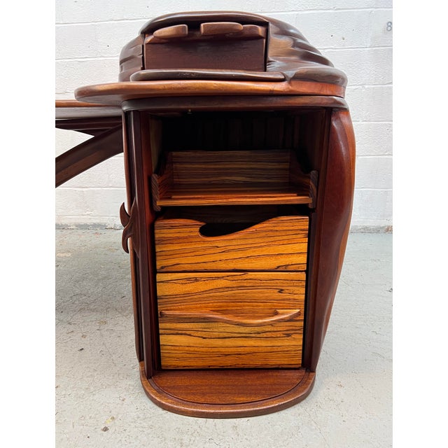 Rare Brazilian Mid-Century Sculptural Executive Desk With Tambour Pedestal For Sale - Image 10 of 16