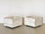 Pair of 70s planters in travertine resting on wheels