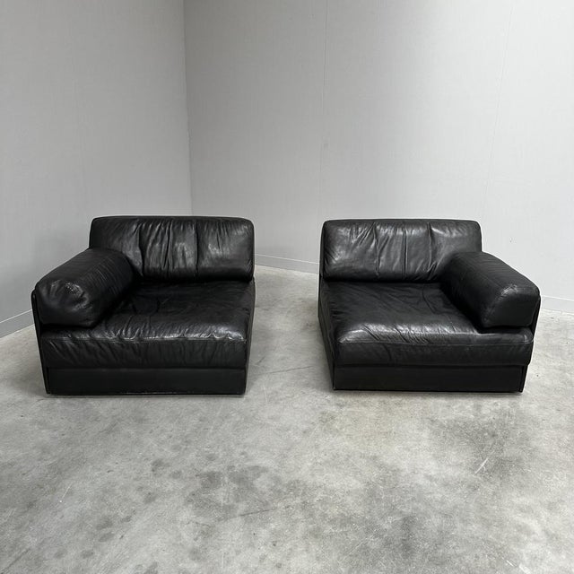 1970s DS-76 Modular Sofa in Black Leather from de Sede, Switzerland, 1970s, Set of 2 For Sale - Image 5 of 13